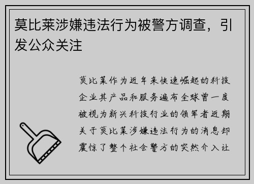 莫比莱涉嫌违法行为被警方调查，引发公众关注